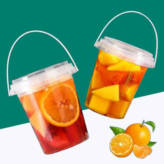 700/1000ML Portable Plastic Cup Bucket with Lid and Handle