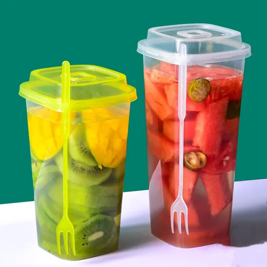 700/900ML PP Injection Square Cup with Lid
