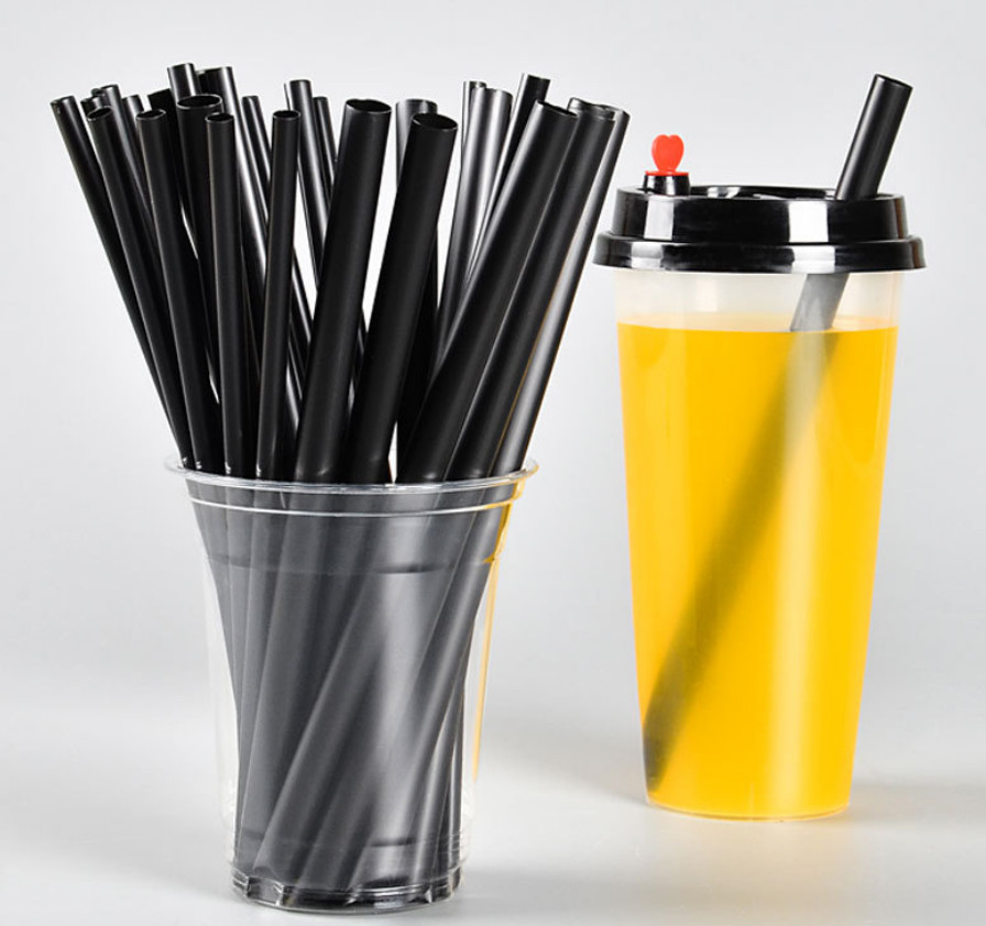 12mm Black PP Boba Straws-Large Bore Design, Easy Pearl/Jelly Suction,Cold Hot Drinks Compatible