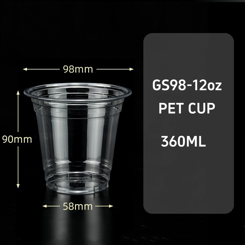 98mm Diameter 12oz 360ml Disposable PET Bubble Tea Cup with Lid