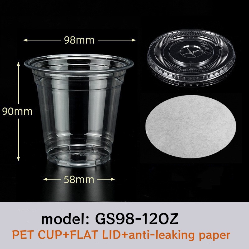 98mm Diameter PET Bubble Tea Cup with Lid
