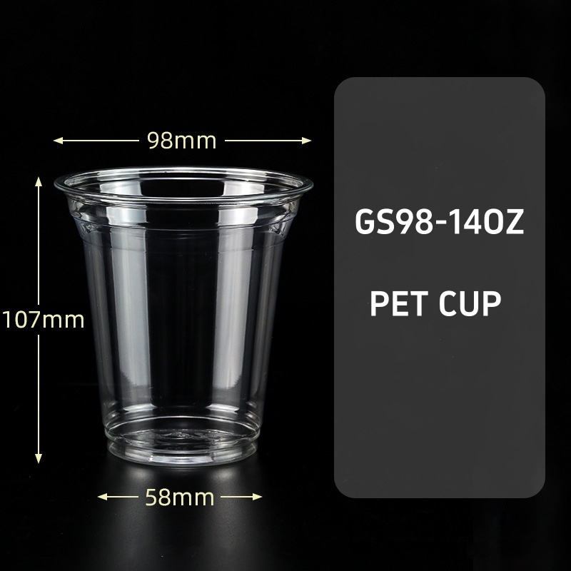 98mm Top 14oz Disposable PET Cup for Coffee Cold Beverage