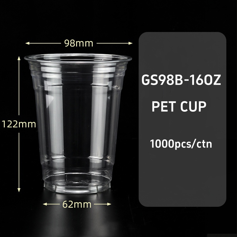 Wholesale 98mm Caliber 16oz Starbuck style PET Coffee Cup with Lid for Cold Coffee Beverage