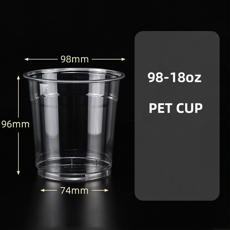 Transparent 18oz Empty Iced Coffee PET Cup Disposable for Cold Coffee Beverage