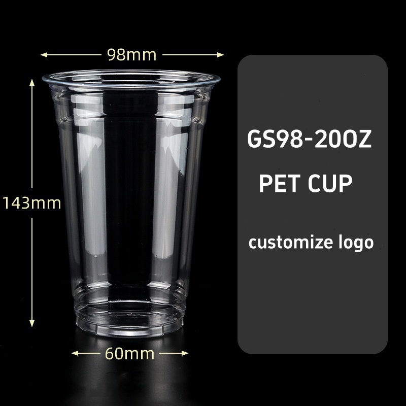 98mm Top 20oz Disposable Cold Drink Beverage PET Cup with Lid at Cheap Price