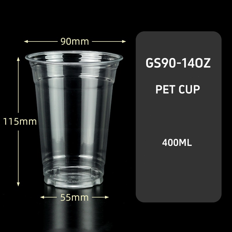 China Supplier 14oz Disposable PET Plastic Cups with Lids for Cold Coffee Drinks at Factory Price