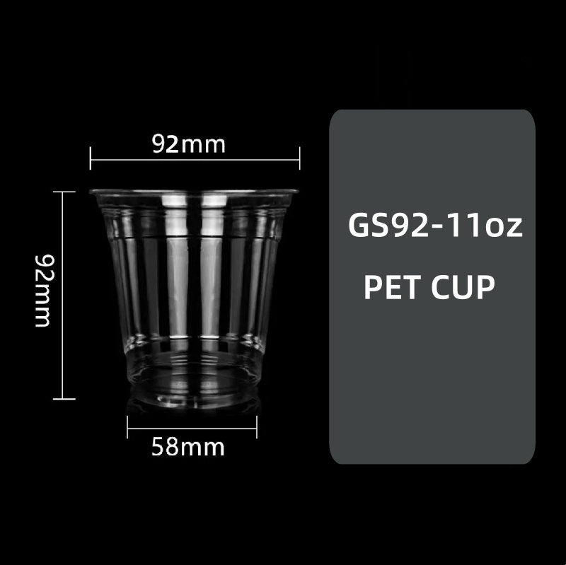 Wholesale 92mm Top 11oz Disposable PET Cup with Lid for Bubble Tea Desserts