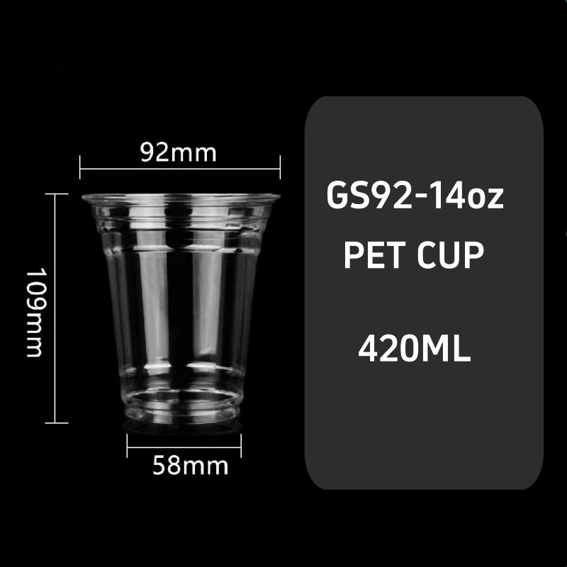 Hot Sale 14oz Bubble Tea Disposable PET Cup with Lid for Cold Beverage Coffee Small Order Custom Printed Acceptable