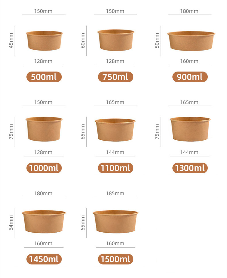 Custom printed Eco-friendly disposable paper bowls for salad