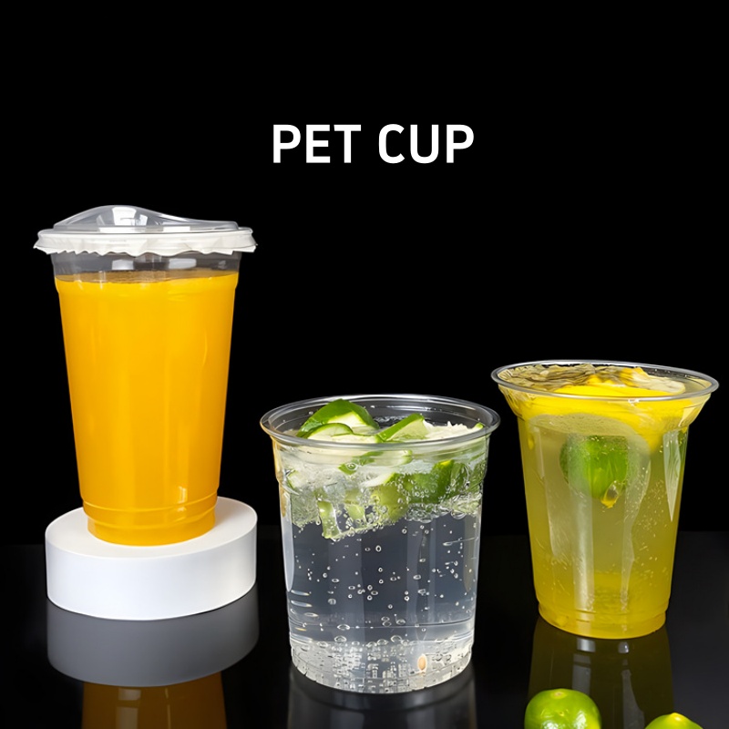 Clear Disposable PET Plastic Cup with Lid at Cheap Price