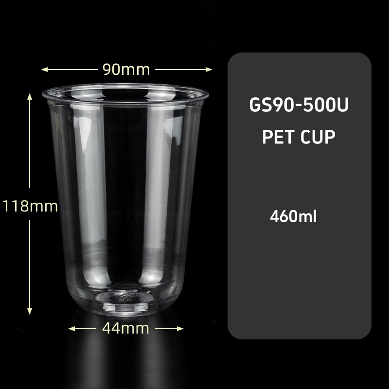 90mm Top Rounded Bottom 16oz Disposable Bubble Tea PET Cup at Wholesale Cheap Price
