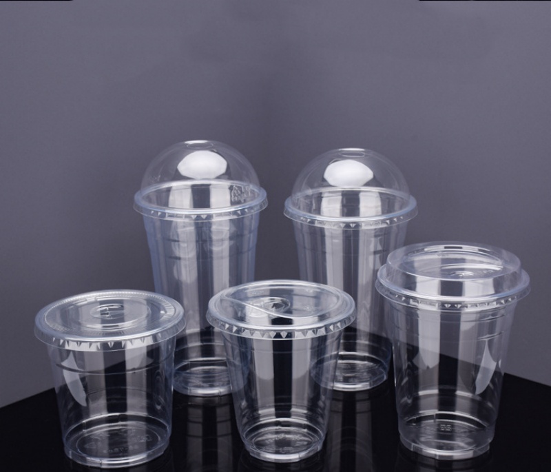 Empty Clear PET Milk Tea Cup with Lid for Sale