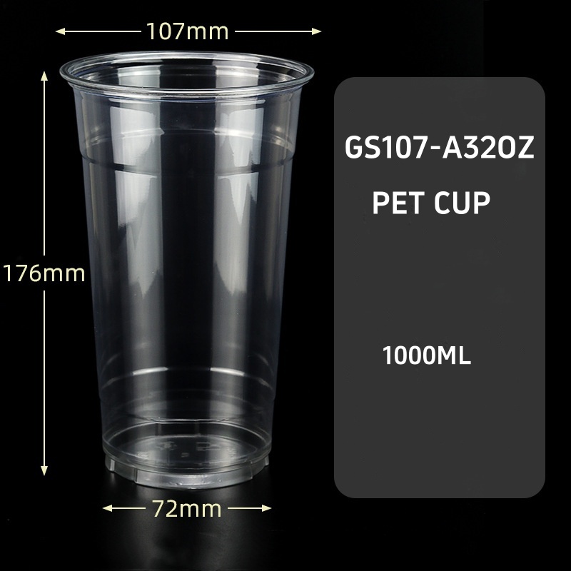 1000 ML Large PET Plastic Cup – Disposable Takeout Cup for Fruit Tea & Cold Drinks