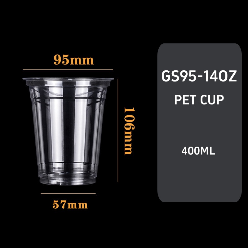 Personalized 95mm Bubble Tea Cup 14oz – Clear PET Plastic Boba Cup for Party & Café