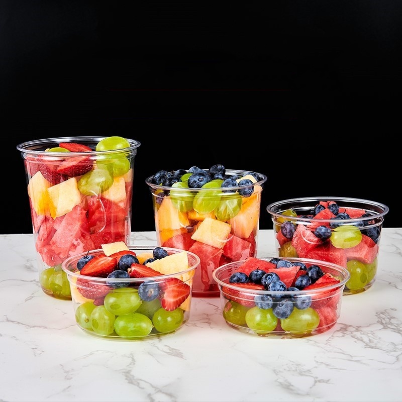 Wholesale 117mm Diameter 8oz 12oz 14oz Clear PET Disposable Bowls with Lids for Taro Dessert, Boba, Nuts & Fruit Salads